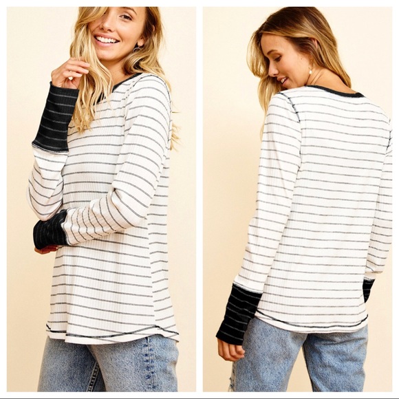 ShopEvelynne Tops - It’s all about the stripes! Reverse stitch long sleeves striped top